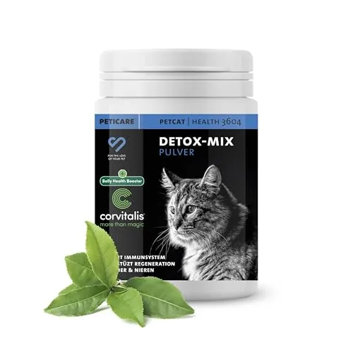 Peticare Detox Entgiftung Pulver für Katzen | Reinigende Formel unterstützt Leber & Nieren, fördert Verdauung & Immunsystem | mit Mariendistel, MSM | natürliches Ergänzungsfutter | petCat Health 3604