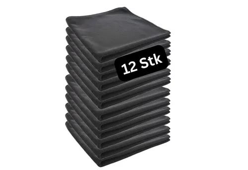 bio-chem Mikrofasertuch 40x40cm Fusselfrei Saugstark Universal Haushalt Auto Reinigungstücher (Spar-Set, 12-tlg., Mikrofasertuch schwarz 40x40 cm, Fusselfrei, langlebig, saugstark)