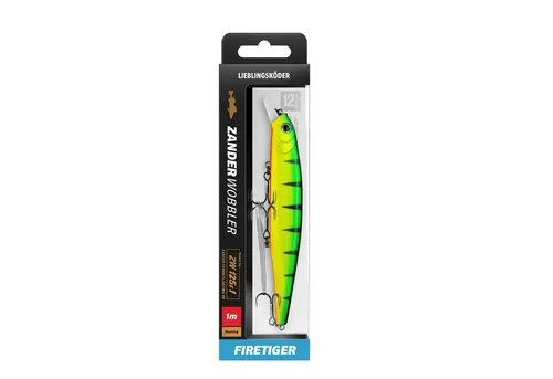 Lieblingsköder Zanderwobbler 12,5 cm - Firetiger - Kunstköder mit magnetischem Weitwurfsystem, ideal für Zander und andere Zielfische, taucht bis 1 m tief und sorgt für erfolgreiche Angeltage.