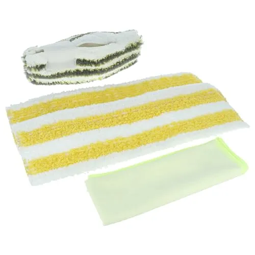 vhbw 4X Wischbezug kompatibel mit Kärcher SC 5 EasyFix Iron Plug Dampfreiniger - 2X Bodentuch, 1x Power Scrub-Bezug, 1x Poliertuch