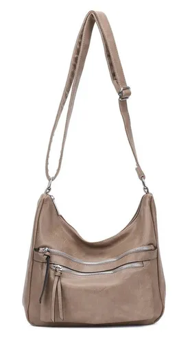 ITALYSHOP24 Schultertasche Damen Tasche Shopper Umhängetasche Crossbody Handtasche City Bag Reise, Hobo Bag CrossOver Henkeltasche Freizeit Damentasche Leder Optik