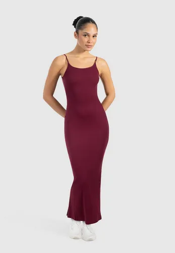 Smilodox Maxikleid Aveline Backless, Figurbetontes Rückenfreies Rippstrickkleid Knöchellanges elastisches Sommerkleid, Alltag & besondere Anlässe rot XL