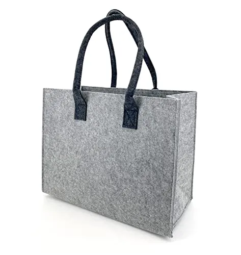 Heimtexland Allzweck Filztasche Einkaufstasche Shopper Filz Tragetasche Einkaufskorb Aufbewahrung XL Tasche mit Henkel robust langlebig Geschenkidee Typ717 Grau-Anthrazit 33x42 cm