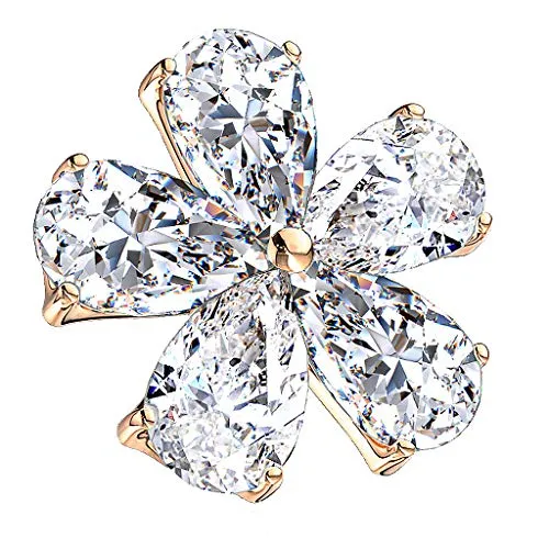 Piercingfaktor Aufsatz für Dermal Anchor Piercing Hautanker Implantat Skin Diver mit Strass Kristall Blume Rosegold