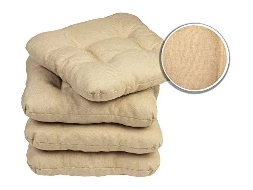 sunnypillow 4er Set Stuhlkissen 45x45 cm Bequeme 8cm Polsterauflage Auflage für Stühle/Bänke in Haus und Garten Sitzkissen Sitzauflage Gartenkissen viele Farben zur Auswahl Beige