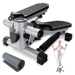Stepper Mini-Stepper für das Training gelenkschonender zu Hause ,Mit Widerstandsband, Polster ,hydraulischer Fitness Stepper, 150kg Belastbarkeit