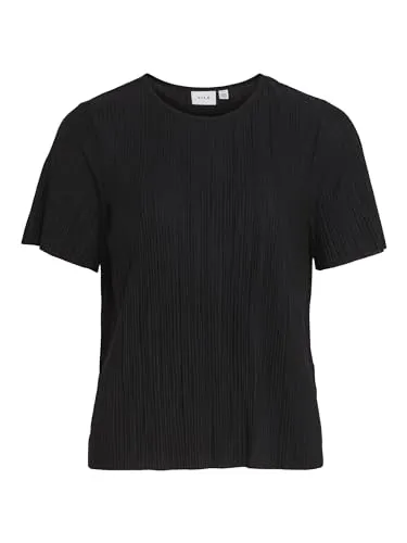 Vila Kurzarmshirt VIPLISA O-NECK S/S TOP - NOOS, Black Beauty - Rundhalsshirt aus pflegeleichtem Jersey, modischer Regular Fit in elegantem Black Beauty für vielseitige Outfits.