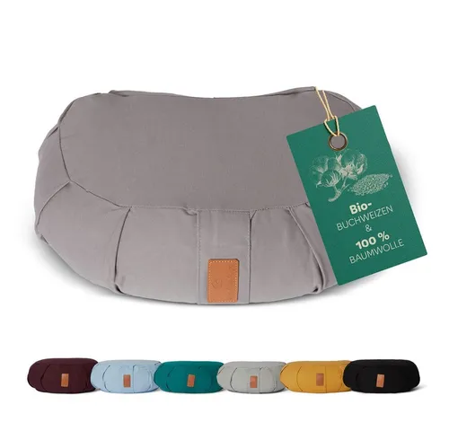 DoYourYoga Yoga Bolster Zafu Halbmondkissen Ganesh - Sportmatten – Hochwertiges Yoga-Kissen aus 100% Bio-Baumwolle, gefüllt mit Bio-Buchweizenschalen für optimalen Komfort und Unterstützung während der Meditation.