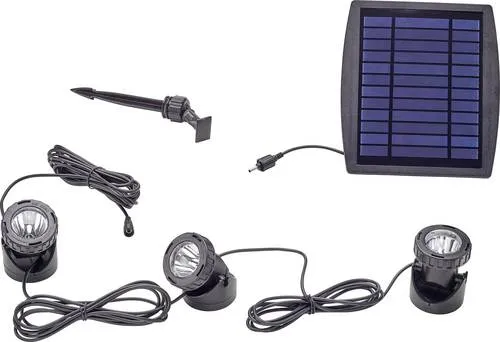 Pontec 77939 Teichbeleuchtung 3er Set LED 0.5W Schwarz - Automatische Dämmerungsbeleuchtung - Lampen-Set mit 3 IP68 LED-Spots und Solarpanel, perfekt für Teiche und Gärten. Beginnt bei Dämmerung automatisch zu leuchten und ist für den dauerhaften Einsatz geeignet.