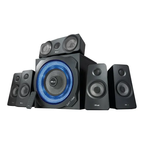 Trust Gaming 21738 GXT 658 Tytan - 5.1 Surround PC Lautsprecher mit Subwoofer, kraftvoller Klang und synchronisierte LED-Beleuchtung für Gaming und Musik
