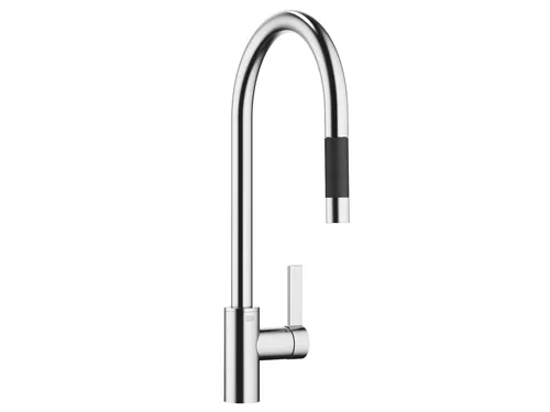 Dornbracht Tara Ultra Pull-Down Armatur - Hochdruckarmatur mit Ausziehauslauf - Hochdruckarmatur mit 360° Schwenkbereich und ausziehbarer Schlauchbrause, ideal für moderne Küchen. Genießen Sie maximalen Komfort bei minimalem Spritzwasser.