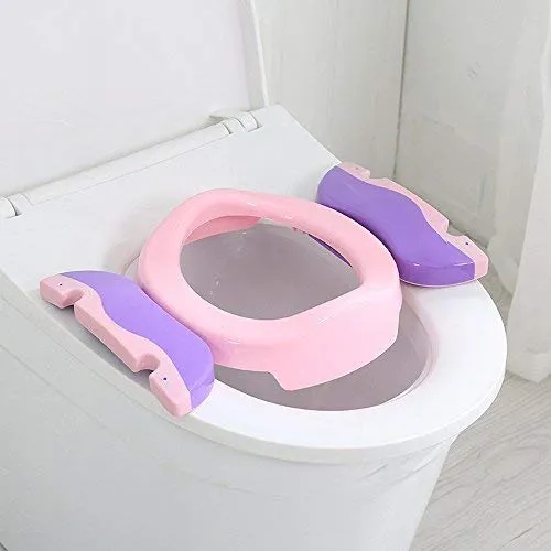 Faltbare Toilettensitze für Kinder/Baby, Tragbarer Reise WC Sitz, kinder-toilettensitz mit anti-rutsch-funktion, Kleinkind Töpfchentrainer von Colleer (Rosa)