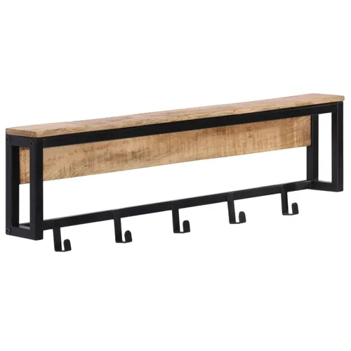 vidaXL Garderobe aus massivem Mangoholz - Garderobe mit 5 Haken, aus robustem Mangoholz und pulverbeschichtetem Eisen, ideal für eine stylische und praktische Wanddekoration.
