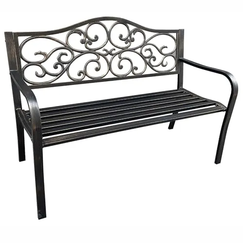 AKORD Gartenbank IRGA | Wetterfeste Bank mit Gusseisen Rückenlehne