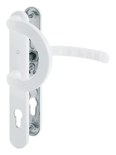 Hoppe Luxembourg Aluminium-Schmalschild-Wechsel-Garnitur 513G/3357N/1500 - Türsicherungen, hochwertig und ideal für Profiltüren, bietet zuverlässigen Schutz und ansprechendes Design in verkehrsweiß.