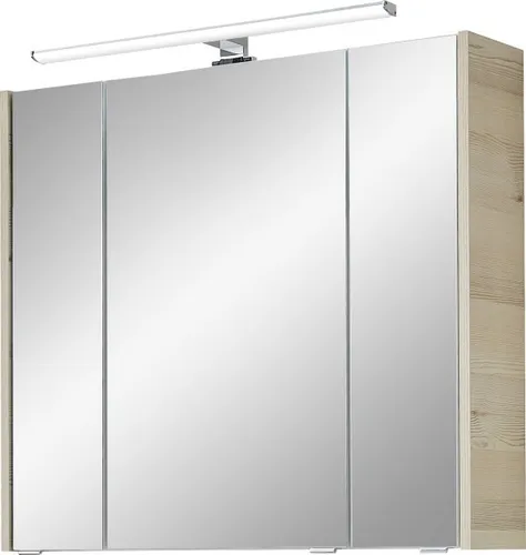 Pelipal Spiegelschrank Quickset 85-II mit LED-Aufsatzleuchte - Spiegelschrank in Polar Pinie, 80 cm breit, mit energieeffizienter LED-Aufsatzleuchte für modernes Badezimmerlicht.