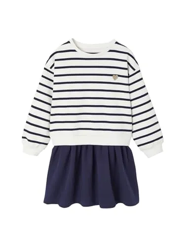 Vertbaudet Mädchen Kleid mit bedrucktem Oberteil Marine 146/152