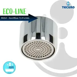 tecuro ECO SPAR Mischdüse - Strahlregler M22x1 IG, Durchflussklasse Z: 7,5 - 9,0 l/min, verchromt