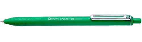 Pentel BX470-D Kugelschreiber IZee, Druckmechanik, Metallclip, 0, 5 mm Strichstärke, 12 Stück, Grün