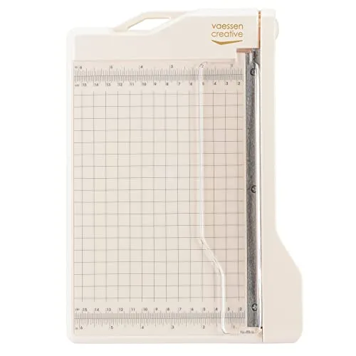 Vaessen Creative - Guillotine Papierschneider - Hebelschneider - Schneidet Maximal A5-Format - Guillotine - Scrapbook - Papierschneider - 15,2 x 21,6 cm Messfläche, Weiß