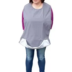 Medi-Inn Esslätzchen mit Auffangtasche grau waschbar 50 x 90 cm mit Druckknöpfen