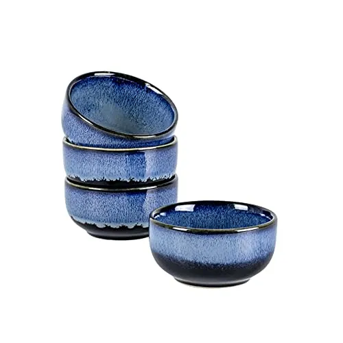 UNICASA Müslischale aus Porzellan, 10com 4er-set Snackschalen, Suppenschüssel Cornflakes Schüssel für 4 Personen, Blau