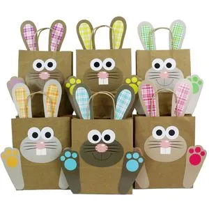 Papierdrachen Geschenktüte 060-007-001, 48 teilig, inkl. Hasen-Gesichtern und Aufklebern, 6 Stück