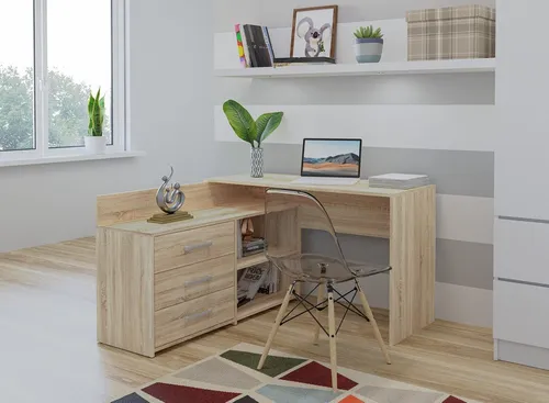 Raumhirsch Furniture Eckschreibtisch Dany, Sonoma Eiche, 120x76x50 cm