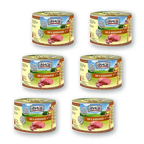 MAC''s Cat 200g Rind & Hühnerherzen Größe 6 x 200g