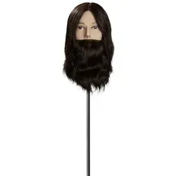L'IMAGE Trainingskopf Max mit Bart - Hochwertiger Trainingskopf für Friseure, ideal für Schneide- und Barttechniken. Echthaar, ca. 25 cm, mittelbraun, von einem der führenden Hersteller für Trainingsköpfe.