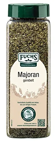 Fuchs Professional Majoran gerebelt 80 g - Kräuter mit praktischem Streuaufsatz, perfekt zum Verfeinern von Bohnen- und Linseneintöpfen – für kontrollierte Qualität vom Anbau bis zum fertigen Produkt.