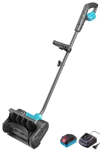 AGT Schneeräumer: 18-V-Akku-Schneebürste & -Schneefräse + Ladegerät, 25 cm, 2.700 U/Min. (Handschneefräse, Handschneefräse mit Akku, Schneeschaufel)