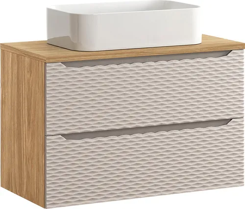 Lomadox Waschtisch OLUO-56-BEIGE mit Keramik-Waschbecken