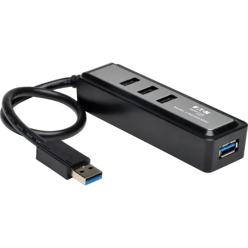 Eaton Tripp Lite Series Portable 4-Port USB 3.0 SuperSpeed Mini Hub with Built In Cable (USB-C, 4 Ports) (U360-004-MINI)