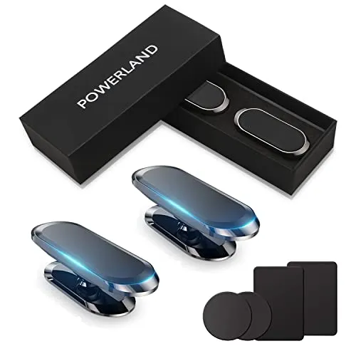 powerland Handyhalterung Auto Magnet 360° Verstellbare Magnetische Handyhalterung fürs KFZ Universal Magnetischer Telefonhalter Kompatibel mit iPhone/Samsung (2 Stück) Schwarz Geschenkkarton