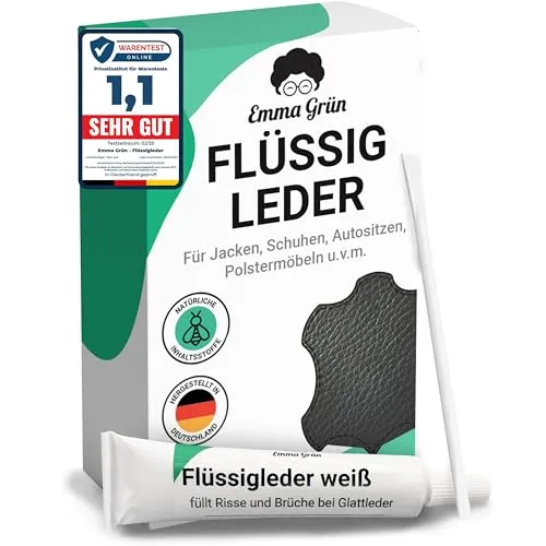 Emma Grün Flüssigleder Reparatur Set Weiß 1x7ml - Leder Kratzer entfernen, ideal für Risse und Löcher in Sofa und Autositzen
