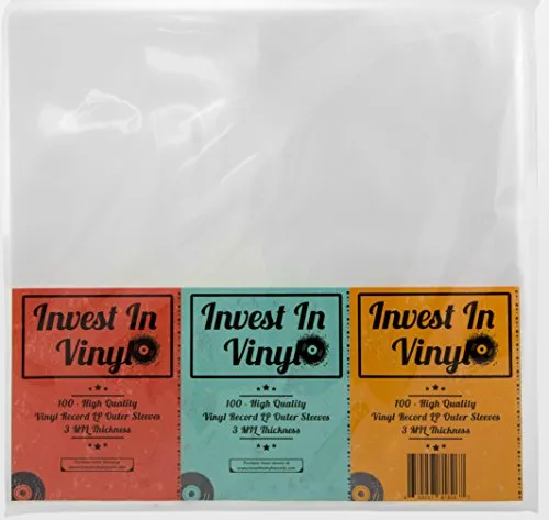 Produktbild Invest In Vinyl Schallplattenhüllen aus Kunststoff, transparent, 3 mm x 31,8 cm, 32,4 x 31,8 cm, 100 Stück