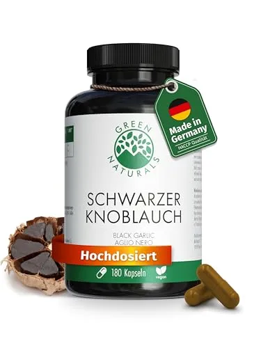 Schwarzer Knoblauch Kapseln - Hochdosiert 750 mg - Pflanzliches Ergänzungsmittel mit 750 mg hochdosiertem Black Garlic Extrakt pro Kapsel, vegan und ohne unerwünschte Zusätze. Ideal für einen milden, geruchsarmen Knoblauchgeschmack.