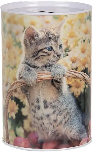 Clayre & Eef 6BL0162 Spardose Katze Motiv Ø 10x15 cm