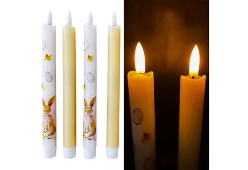 Online-Fuchs LED-Kerze 4er Set mit Timer im Frühlingsdesign in gelb von Online Fuchs