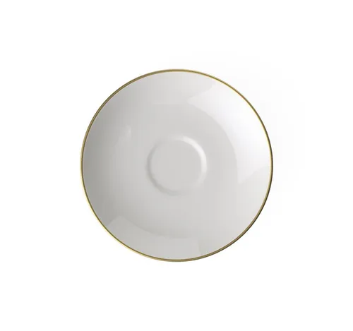 Villeroy & Boch Signature Untertasse Anmut Gold - Elegante 15cm Kaffee- und Teeuntertasse aus Premium Bone Porcelain, spülmaschinenfest. Verleihen Sie Ihrem Teegedeck mit handgemalten Gold-Dekoren einen Hauch von Luxus.
