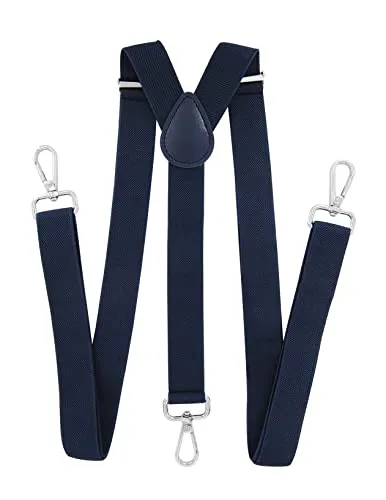 axy Herren Hosenträger mit 3 robusten Karabiner Verschluss 2,5 cm breit Y-Form stufenlos verstellbar (Schwarzblau)