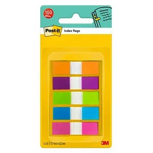 Post-it Haftmarker Index Mini 683-5CB2 - Selbstklebende Notizzettel mit 5 x 20 beschriftbaren, transparenten Haftstreifen in kräftigen Farben. Ideal für Ordnung und Notizen, rückstandsfrei ablösbar und wiederverwendbar.
