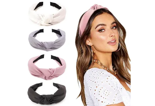 LuxusKollektion Haarreif Haarreifen Damen Mädchen breite geknotete Stirnbänder 4er Pack