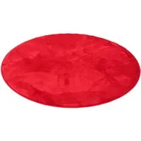 Luxus Super Soft Hochflor Teppich Rund Melia Rot - Teppich für Wohnzimmer und Schlafzimmer, extrem weich und pflegeleicht aus 100% Polyester, rutschfester Rücken für Sicherheit und geeignet für Fußbodenheizung.