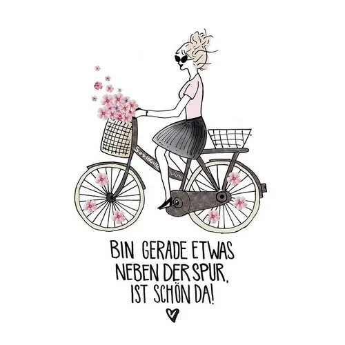 Servietten Neben der Spur - Ist schön da Sprüche Frau Fahrrad Blumen 33x33cm 20
