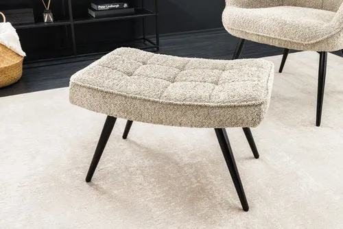 riess-ambiente Fußhocker SCANDINAVIA - Komfortabler Bouclé Hocker in champagner greige - Fußhocker im skandinavischen Design, komfortabel gepolstert mit elegantem Bouclébezug und stabilen Metallbeinen für jeden Wohnraum.