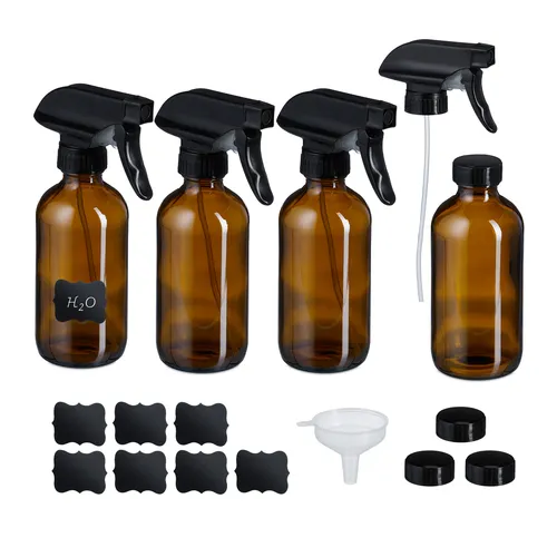 Sprühflasche Pflanzensprüher Wassersprühflasche Feinzerstäuber Braunglas 4er Set