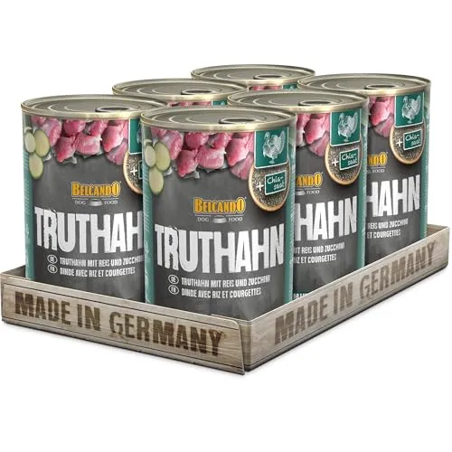 Belcando Super Premium Dose [6x400g Truthahn mit Reis & Zucchini] | Nassfutter für Hunde | Feuchtfutter Dose | Alleinfutter für Hunde Aller Rassen