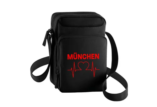 multifanshop Schultertasche München rot - Herzschlag - Tasche